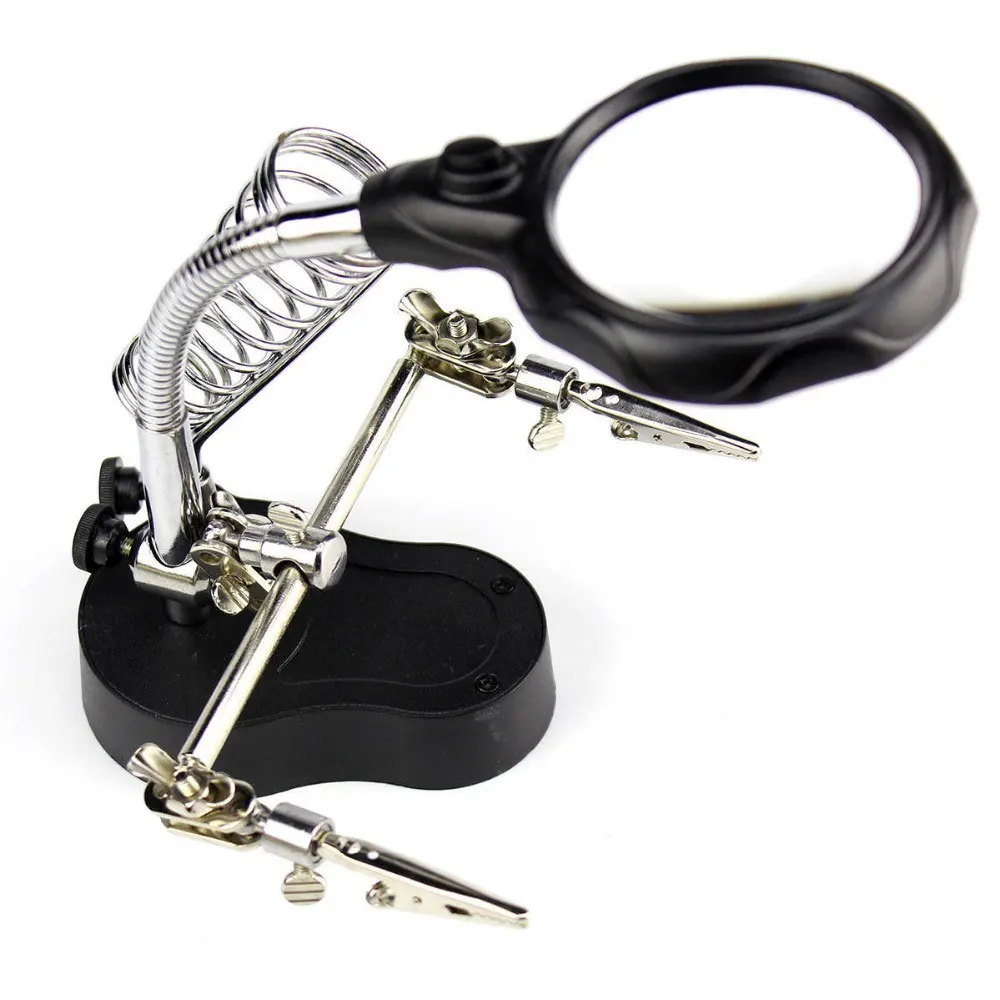 

Black Zinc Alloy Clamp Desk Lamp Soldering Iron Tool Magnifier Bracket Durable Tools Hand Lens Auxiliary Clip Repair Magnifying