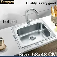 Стандартная кухонная раковина с одним лотком, мини 304, пищевая нержавеющая сталь, для мытья посуды, роскошная, горячая Распродажа 58x48 см