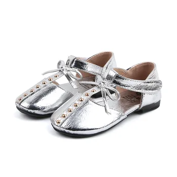 

Girls' Leather Shoes Spring Autumn New Fashion Little Girl Princess Shoes With Bow-knot Beading Beautiful Dance Shoes For Kids
