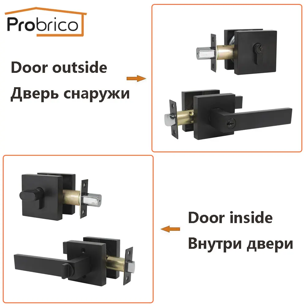 Блокировка дверной ручки Probrico американская черная бесшумный замок для входной