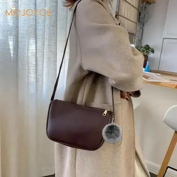 

Women Small Square Bag Ladies Car Line Fashion Handbag Retro Shoulder Bags Leather Shoulder Pompom Pendant Crossbody Handbag