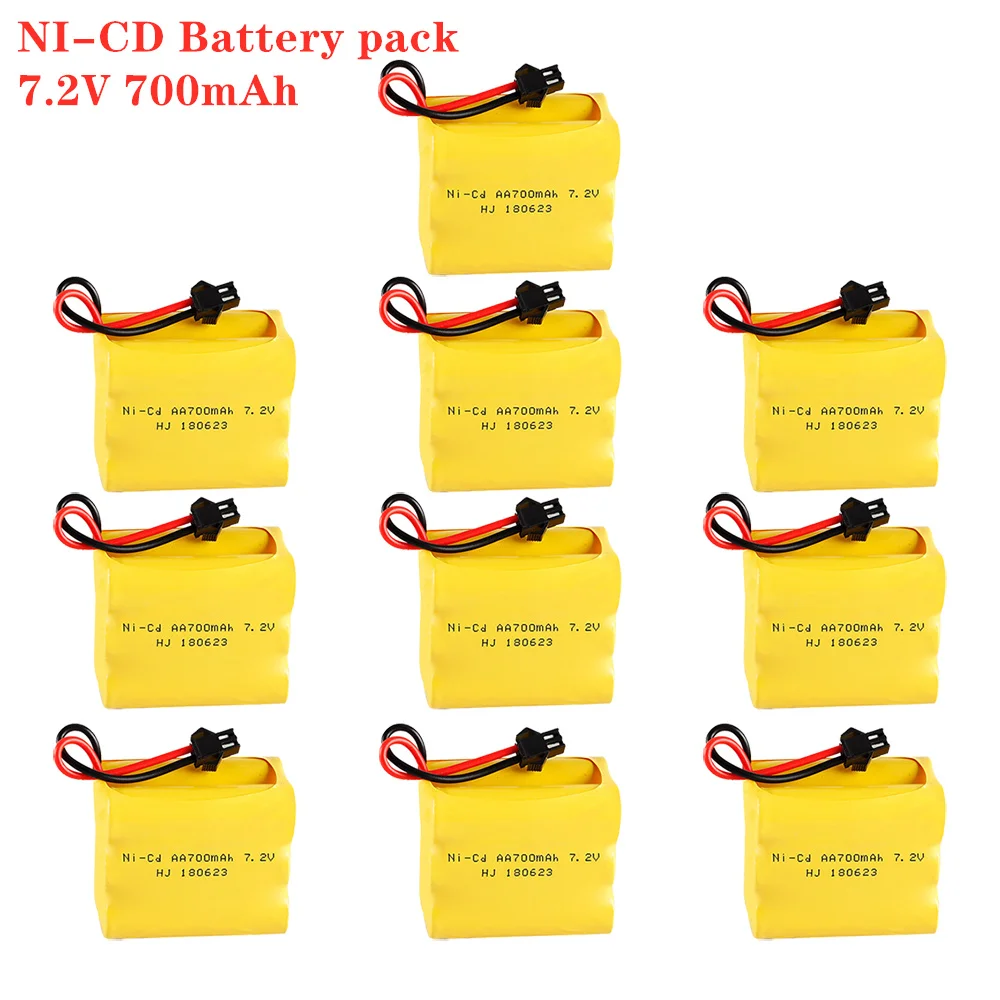 

1-10PCS/Lot 7.2v 700mah NiCD Battery Pack For RC Toys Car Tanks Trains Robot Boat Gun Ni-CD AA 700mah 7.2v Rechargeable Battery