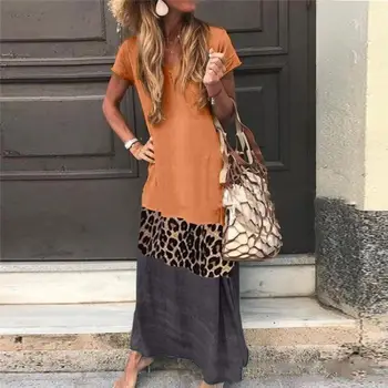 

Beach Dress Tunic Pareo Women Coverup Tunics For The Mesh Cover Up Swimsuit New Contracted Loose Bump Color Leopard Print Neck