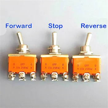 

6Pin Toggle DPDT ON-OFF-ON Switch 15 Amp 250V Power Rocker 3 Position Throw Polarity Forward Reverse CW CCW DC Motor Control