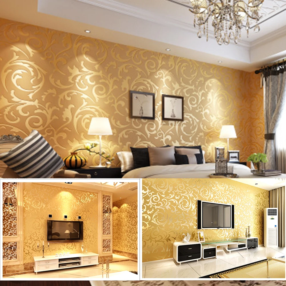 Non Woven Wallpaper Modern Floral Pattern Decoration TV Background Living Room Cover Bedroom DIY Roll Home Damask 3D Embossed