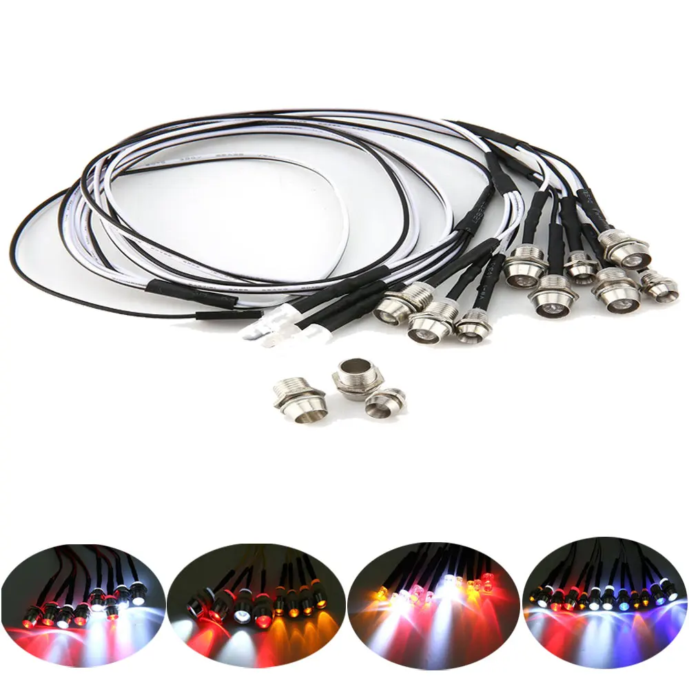 

8/10/12 LED Lights Lamp Kit Headlights Taillight White Red Yellow Led for RC Car Truck Model Tank HSP Accessories Spare Parts