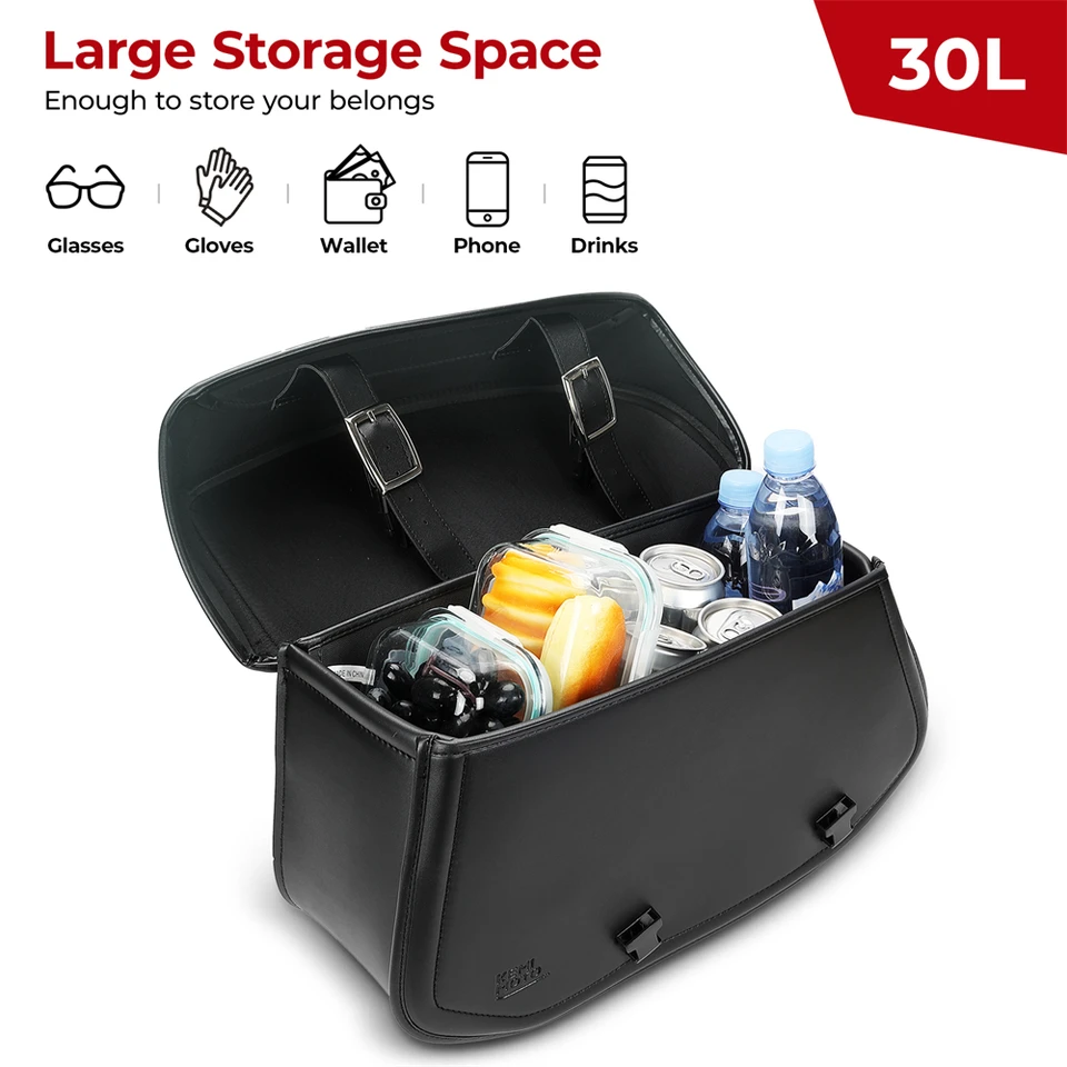 OXMART Borsa da sella per moto, grande capacità, impermeabile, in pelle PU, con cuciture bianche, a sgancio rapido, universale, per Sportster Shadow Softail Dyna V-Star