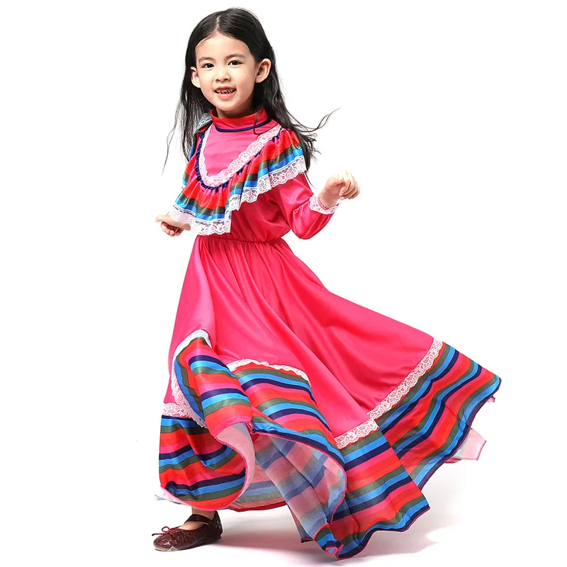 Falda larga Roja Mexicana para niña, traje para danza nacional, ropa juego para actuación de fiesta, Día de los muertos - AliExpress Novedad y uso especial