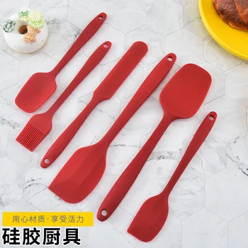 

Manufacturers Direct Selling Kitchen Cake Cream Silicone Scraper Baking Tool Kit Barbecue Brush Scraper 6 Pieces