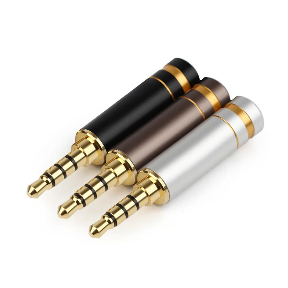10pc 3 5mm Audio jacks Headphone Replacement 3 5 Jack Adapter 4 Pole Copper Gold Rhodium Plating Speaker Wire Connector DIY