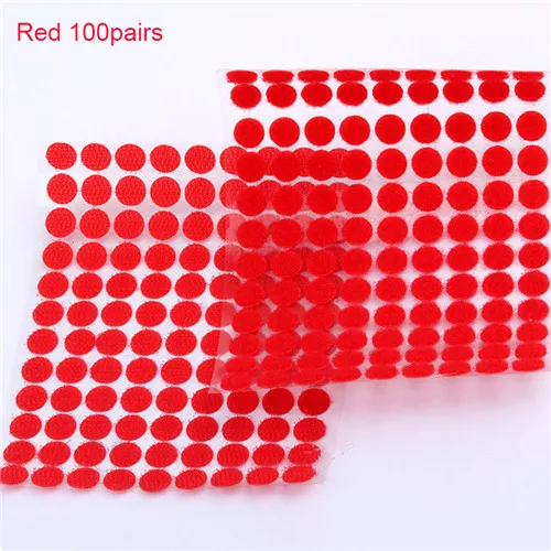 Red 10mm 100pairs 10 мм Самоклеющаяся клейкая крепежная Лента наклейки "точки" крепкий крючок и петля Волшебная наклейка нейлон Velcros клей двойной замок 100 пар/лот - Цвет: Red 10mm 100pairs