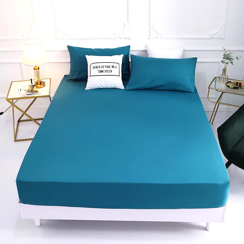 Solid Fitted Sheet with Elastic Bands Non Slip Adjustable Mattress Covers for Single Double King Queen Bed,140/160/200cm