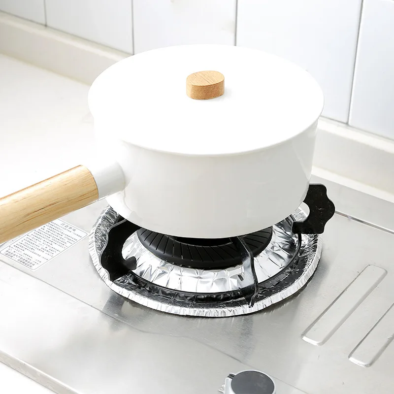 Thickened Gas Stove Protector Stove Burner Aluminum Foil Stovetop Cooker Cover Kitchen Accessories Gas Range Protection 10Pcs