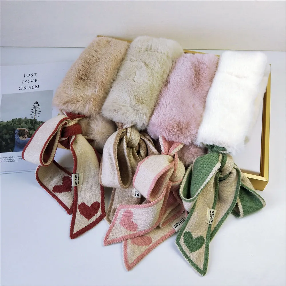 Модный мягкий женский шарф из искусственного кроличьего меха, теплый зимний шарф из плюша и шелка с леопардовым принтом, элегантные шарфы для девушек и девушек D123