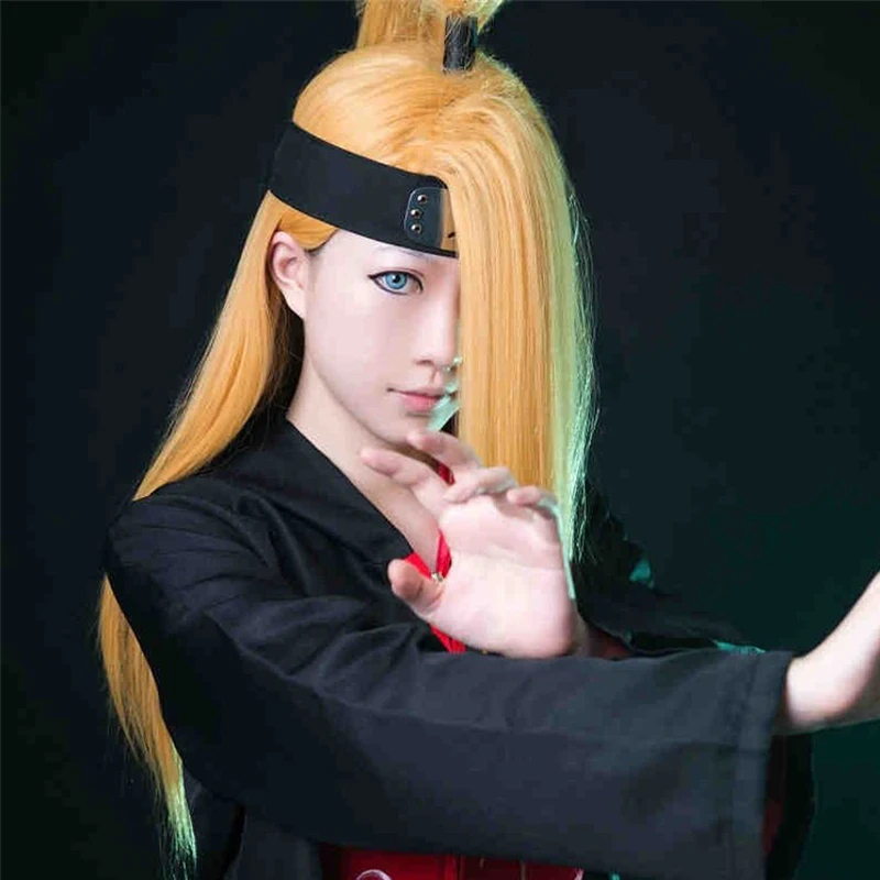 Парик для косплея Наруто Deidara длиной 60 см прямой золотисто желтый термостойкий| |