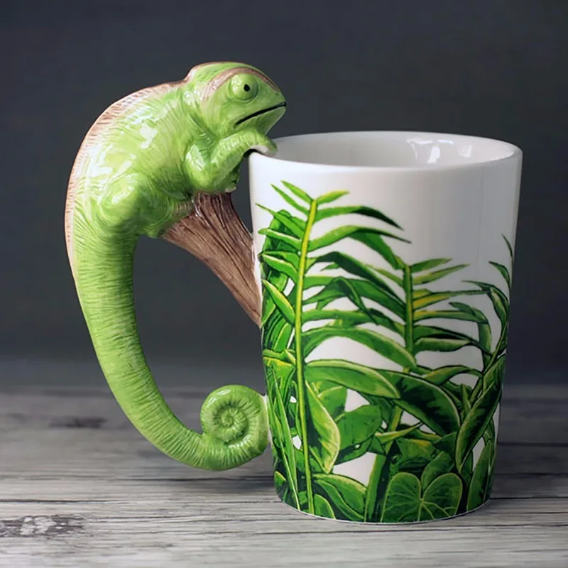 Горячая трехмерная ручная роспись 3D кружка с животными мультяшная ящерица керамическая кофейная чашка в подарок