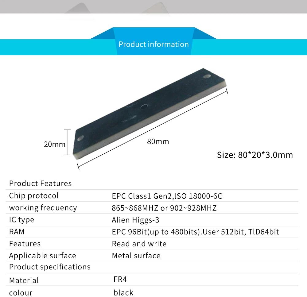 LT-ANG1361411RFID UHF антиметаллический инструмент управления активами PCB Электронный тег UHF915MHZ пассивный 6C радиочастотный стандарт