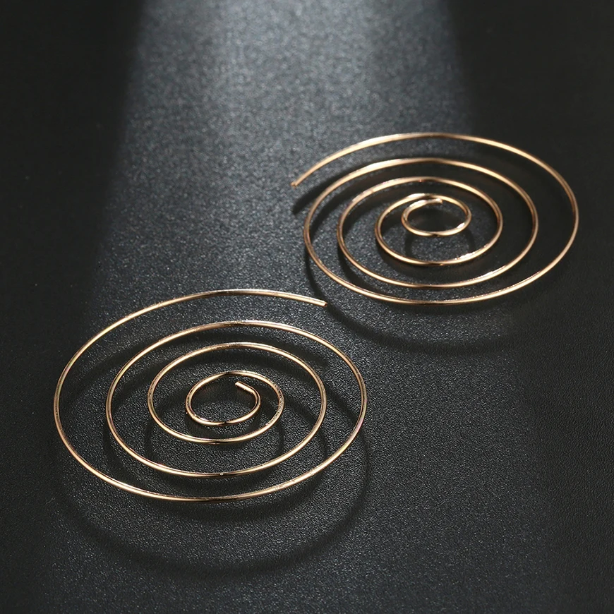Swirl серьги-кольца для женщин Новинка богемная серьга геометрической формы Женская Панк овальная Золото Серебро Цвет Brincos Ювелирные изделия в стиле "Бохо"