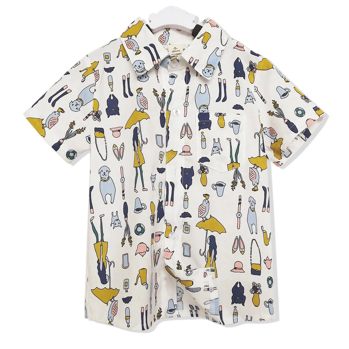 Новая Стильная летняя рубашка с короткими рукавами для мальчиков хлопковая рубашка с цветочным рисунком для мальчиков