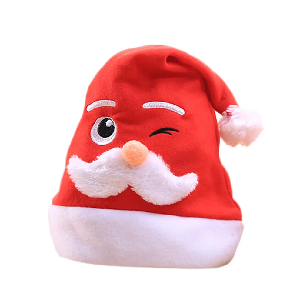 Рождественская шапка для взрослых и детей, 2 размера, с машинной вышивкой, белая борода, Санта, мультяшная шапка, украшения, вечерние шапки Санты#45