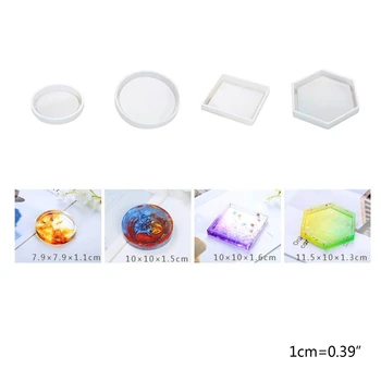 

Silicone Mold DIY Cup Mat Pad Handmade Molds Crafts Epoxy Resin Geometric Shape Hexagonal Square Round Thermal Insulation 23GE