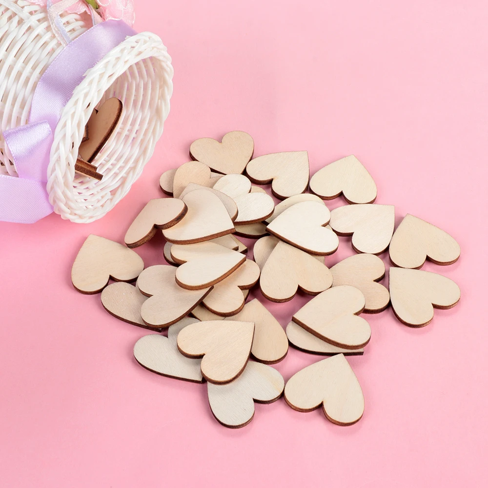 50/100 шт. необработанные натуральные наборы сделай сам Diy пустой сердце деревянные древесные срезы из дерева с принтом «сердце», «Любовь Свадебные украшения домашнего декора поделки из дерева