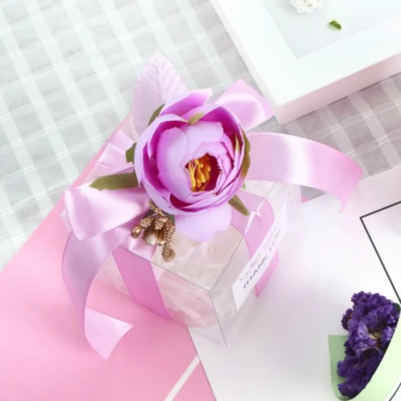 7x7x7 см/8x8x8 см DIY новинка 10 шт. розовый цветной цветок Свадебная упаковочная коробка индивидуальная ручная работа на заказ европейские креативные коробки для конфет
