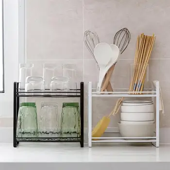 

YuanmianIron Art Spice Rack Seasoning Kitchenware Storage Rack Kitchen Floor Shelf Double Storage Rack