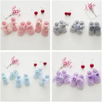 

Baby Socks 0-24 Months Toddler Girls Ankle Socks Lace Bow Tie Ruffle Trim Non Slip Cotton Crew Socks