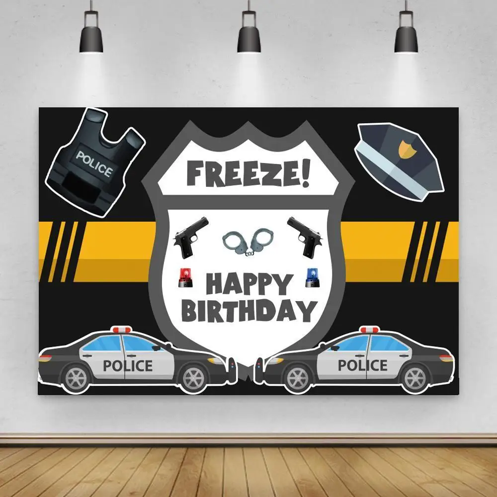 Police Theme Backdrop for Boy Birthday Hero Party Baby Shower Cosplay Dress Up Decorations Badge Photo Background | Электроника