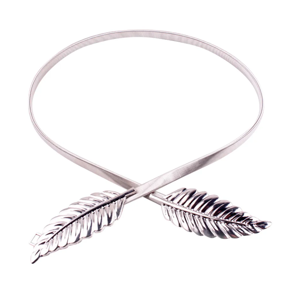 

Elastic Leaf Belts Women Girl High Quality Stretch Skinny Waist Belt Flower Leaf Shape Belts Wedding Designer Metal Female Belt