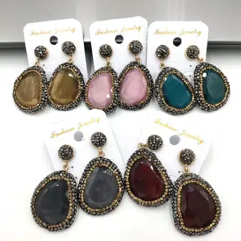 

natural faceted cat eye rhinestone stud earrings wholesale drop earrings women jewelry women multi cat eye stone earrings gifts