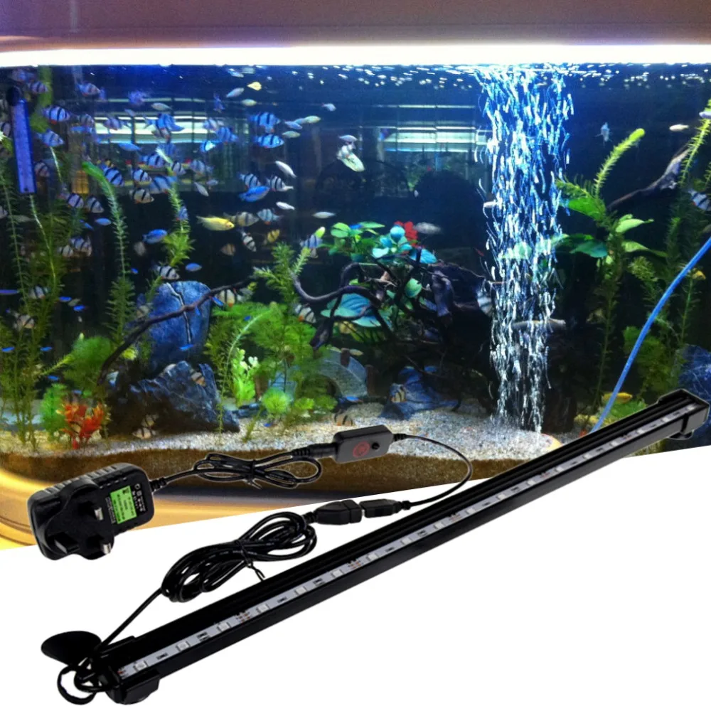 Aquarium Fish Tank 24 keys 6 LEDs 16cm 5050 SMD Blue White Bar Light Underwater Submersible Waterproof Clip Lamp