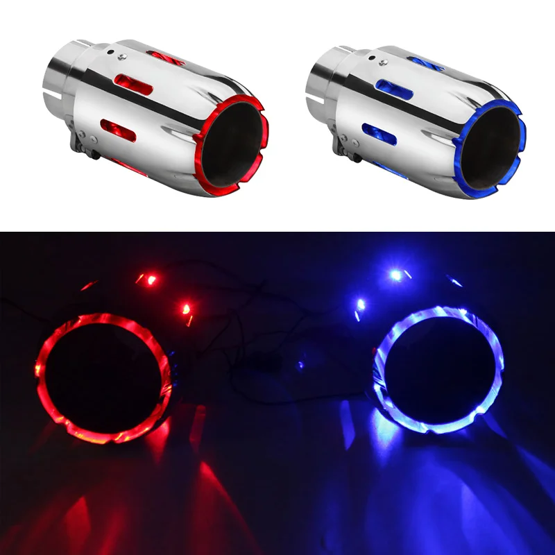 

LED Light Exhaust Muffler 12V Car Tips Blue Red Colour 100% Stainless Steel Universal Auto Parts Car Accessories