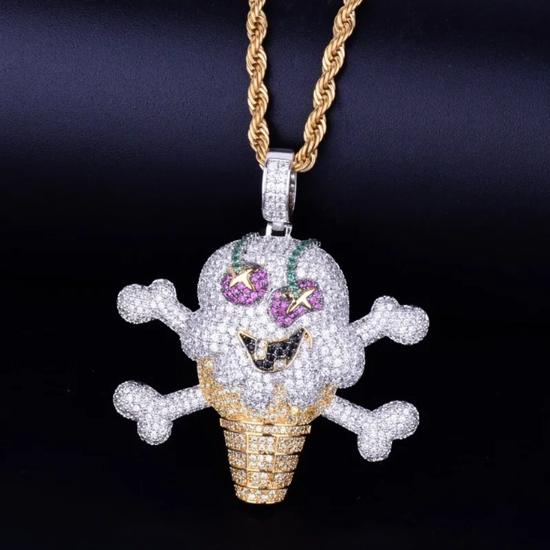 Подвеска в стиле хип хоп Bling микро инкрустированные Цирконом мороженое крест