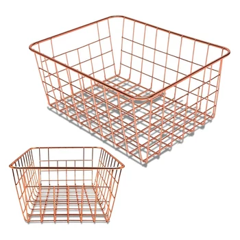 

Rose Gold 2 Pack Wire Basket Set,Storage Decor Crafts Kitchen Organizing.for Closets,Cabinets,Pantries,Office Storage