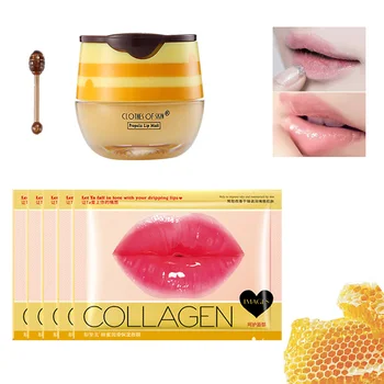 

1+5pcs Honey essence Lip balm makeup Sleep lip film 15 g strong Repair sleep chamfer anti-aging Frosted lip film cosmetic
