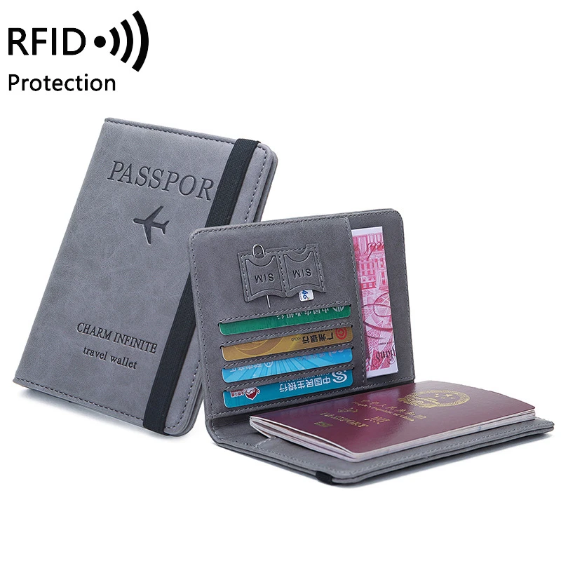 kwmobile Funda con bloqueo RFID para pasaporte y DNI estuche de cuero sintético para tarjetas de crédito cubierta con tarjetero en negro 
