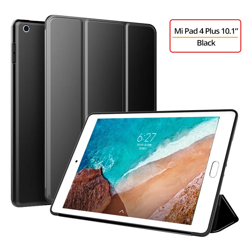 Чехол для Xiaomi Mi Pad 4 Plus, тонкий флип-чехол с подставкой, силиконовый мягкий чехол из ТПУ для Xiaomi Mi Pad 4 Plus, чехол для планшета 10,1 - Цвет: Black