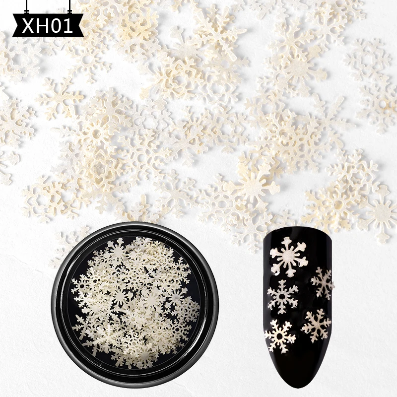 1 Bottle 3D Gold Hollow Christmas Pillette Nail Art Decorations Snowflake Star Mixed Design Glitter Nail Charms Manicure - Цвет: AAW1635