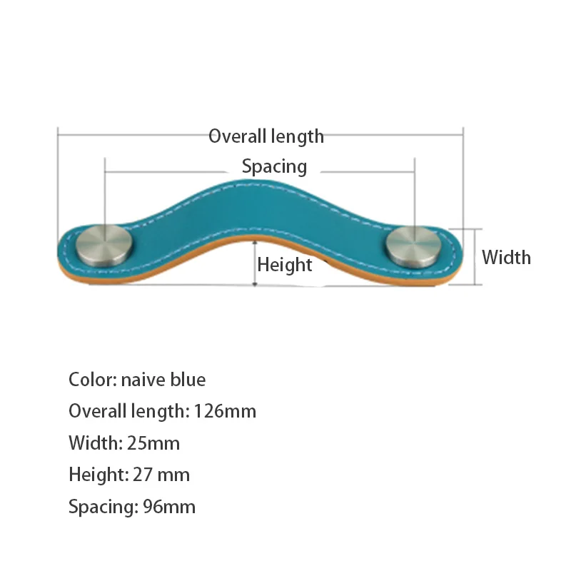 Кожаная ручка для мебели, современный минималистичный стиль, кожаная ручка, Детская дверная ручка, ручка для ящика шкафа - Цвет: 96 hole blue