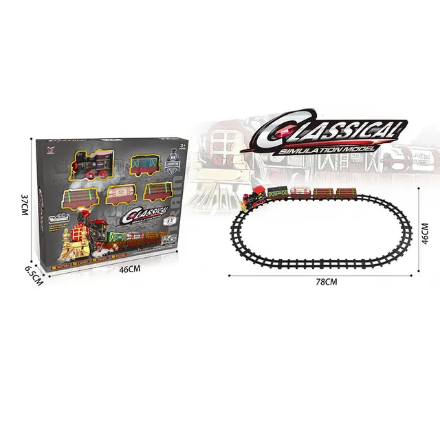 Christmas Electric Rail Car Train Toy with Smoke Simulation Classical Model Children's Electric Railway Train Set for Boy 4