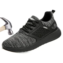 Мужские рабочие ботинки со стальным носком; неубиваемая Мужская обувь; женская безопасная обувь; дышащие кроссовки с защитой от ударов и проколов