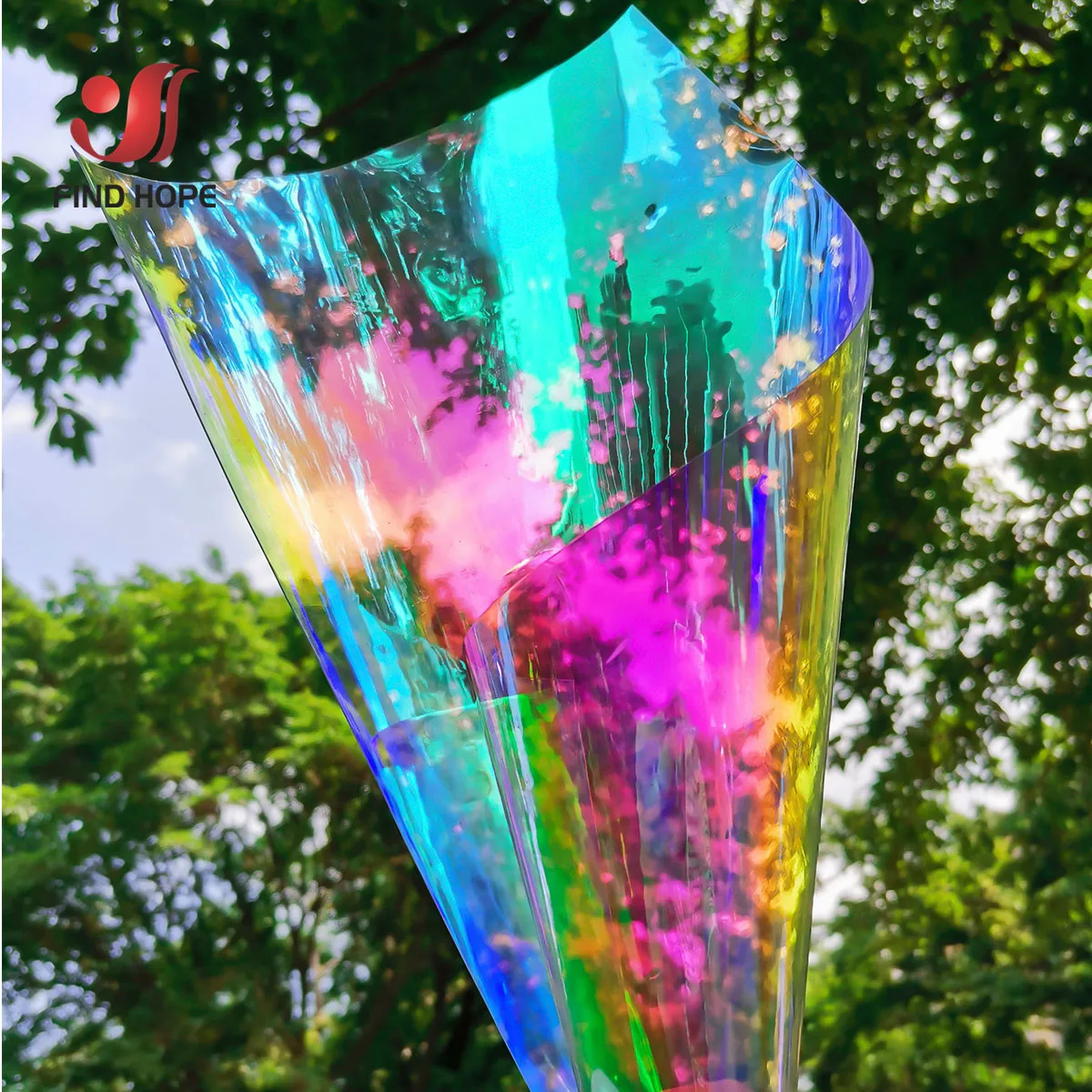 Laser Iridescent Holographic Film Clear Transparent PVC Fabric Leather   Rainbow Film Shiny Vinyl Material DIY Bow Craft Bag