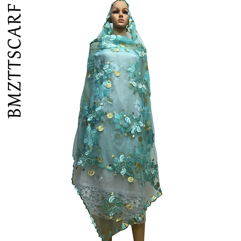 Комплект из обуви в африканском стиле шарфы мусульманские, однотонные женские туфли с вышивкой большой шарф из тюли для шали пашмины BM478