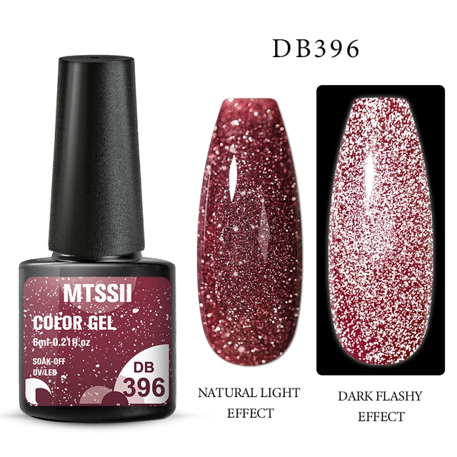Mtssii Reflective Glitter Gel Nail Polish 6ml Sparkling Auroras Laser Nail Gel Nail Art Varnish Semi Permanent Top Base Gel Q16562 Reflective