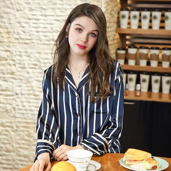 

new silk pajamas long sleeved pants household to take two sleepwear wholesale spring Pijama Pajamas set Suit Female Sleep