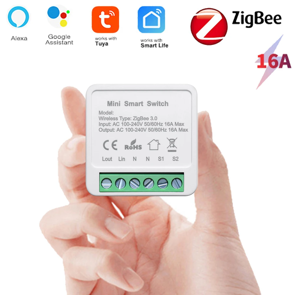 Tuya Smart ZigBee Switch Module Home Automation DIY Breaker Supports 2 Way Control Work with Alexa Google Home