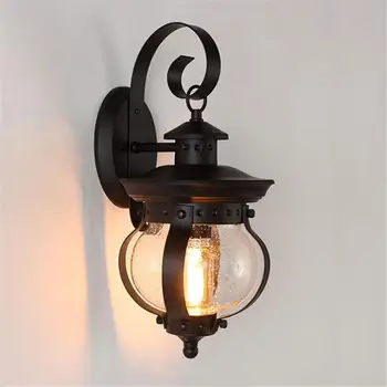 

Vintage Wall Lantern Outdoor Light Fixture Black Sconce Porch Light with E27 Base Socket,Anti-Rust Seeded Glass Waterproof lamp