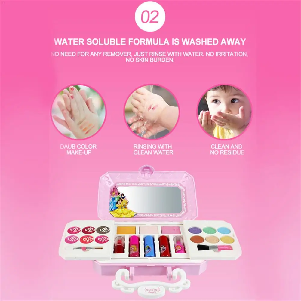 Дисней макияж коробка для девочек игрушки Predend Play макияж набор лак для ногтей тени, блеск для губ Косметика принцесса игрушки для девочек